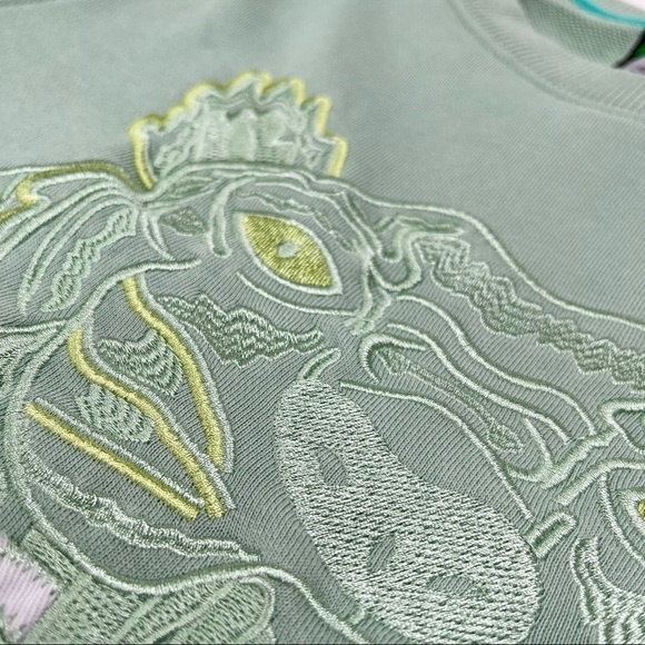 RARE Kenzo Paris Tiger Mint Green Embroidered Organic Terry Crewneck Sweater - Picture 6 of 16